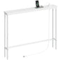ELYKEN 39.4'' Narrow Console Table with Outlet, Sofa Table Behind Couch | Skinny Entryway Tables with Charging Station for Living Room, Hallway, 5.9 x 39.4 x 29.5in, White - color: White, size: 5.9"DX39.4"WX29.5"H