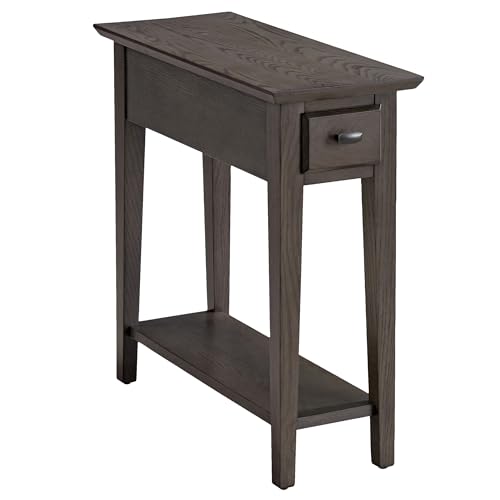 Leick Home 10071-GR One Drawer Chairside/Recliner End Table with Shelf, Smoke Gray - color: Smoke Gray
