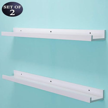 AZSKY 36 Inch Picture Ledge Shelf Floating Shelves Wall Mounted Set of 2 White - color: White, size: 36in set 2