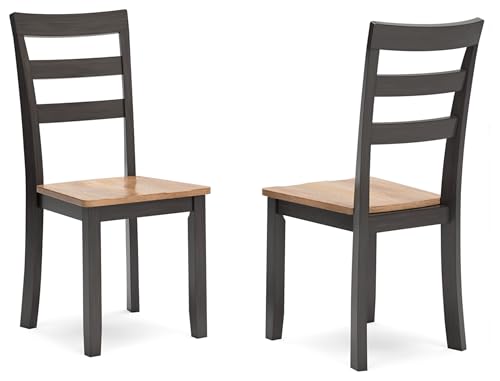 Signature Design by Ashley Gesthaven Solid Wood Frame Dining Chair, Set of 2, Natural/Brown - color: Light Brown & Dark Brown