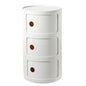 3 Tier Round Nightstand with Drawer, White Round Side Table Small Plastic Storage End Table for Bedroom, Living Room, Bathroom - color: White