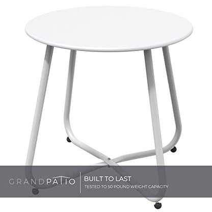 Grand patio Outdoor Side Table 18-inch Round End Table Accent Table for Bistro Balcony Apartment White - color: Round Feet, White