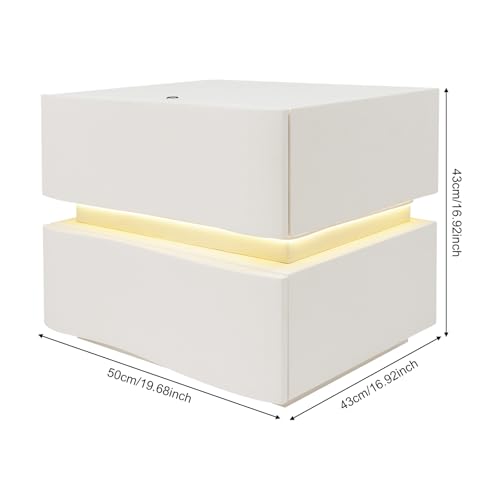 Minimalist Nightstand with LED Light, Wooden Bedside Table with 2 Drawers Small Modern Side Table for Bedroom Dorm Small Spaces - size: 2 Drawer