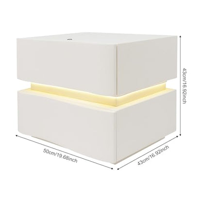 Minimalist Nightstand with LED Light, Wooden Bedside Table with 2 Drawers Small Modern Side Table for Bedroom Dorm Small Spaces - size: 2 Drawer