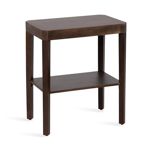Kate and Laurel Talcott Modern Rectangle Wood Side Table, 22 x 14 x 26, Dark Brown, Transitional Decorative Two-Tier End Table for Use as a Bedroom Nightstand or Living Room Accent - color: Dark Brown, size: 22x14x26