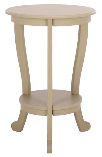 SAFAVIEH Furniture - Mary Pedestal Table - Sand - Solid Wood - Farmhouse Pedestal Design - Ideal for Living Room, Entryway, Home Office, 18.1" W x 18.1" D x 26" H (AMH5711G) - color: Sand