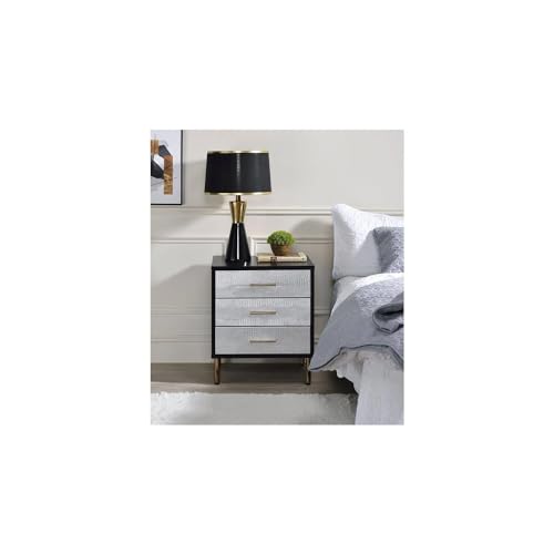 HomeStock Classic Black Nightstand - Modern Metal Accent Bedside Table with Drawer