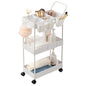 danpinera Storage Cart on Wheels, 3 Tier Slim Laundry with Wheels Bathroom Organizer with Hanging Cups Hooks Dividers Handle Mobile Rolling Art Cart for Bathroom Kitchen Narrow Places, White - style: 3 Tier White
