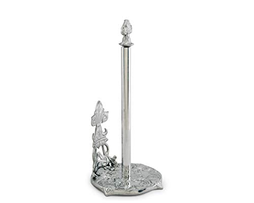 Arthur Court Designs Decorative Countertop Fleur-De-Lis French Paper Towel Holder - Aluminum Metal on Countertop 13 inch Standing Tall - size: 7 inches in diameter and 13 tall