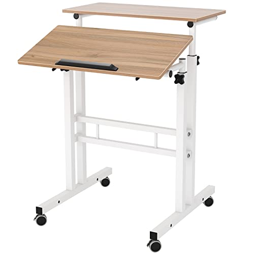 SogesHome Adjustable Laptop Desk Table 23.6 inches Portable Laptop Table Computer Stand Desk Cart Tray Desk, Oak - color: Oak-small Size, size: 23.6''