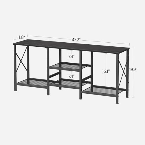 JARHETUN TV Stand for 55 Inch TV, Entertainment Center with 3-Tier Open Shelves, TV Console Table for Living Room, Bedroom, Black - color: Black