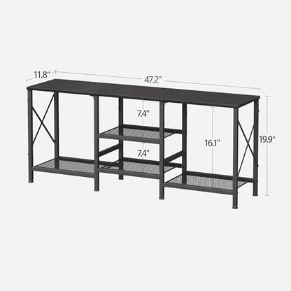 JARHETUN TV Stand for 55 Inch TV, Entertainment Center with 3-Tier Open Shelves, TV Console Table for Living Room, Bedroom, Black - color: Black