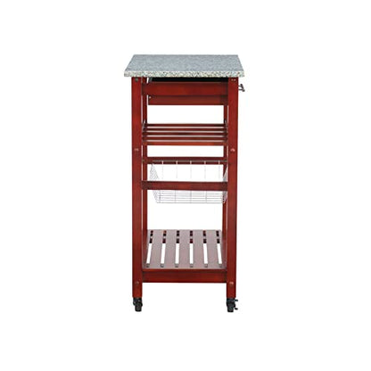 Linon Hanover Wenge Kitchen Cart with Granite Top, Model Number: 44037WENGE-01-KD-U - color: Wenge and Granite, style: Whitney