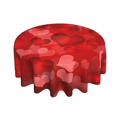 BETGINY Valentines Day Tablecloth - 60 Inch Round Red Romantic Tablecloth with Love Hearts Pattern - Dust-Proof, Wrinkle Resistant, Rustic Style for Home Dining Room Party - color: Red Love, size: 60" (Round)