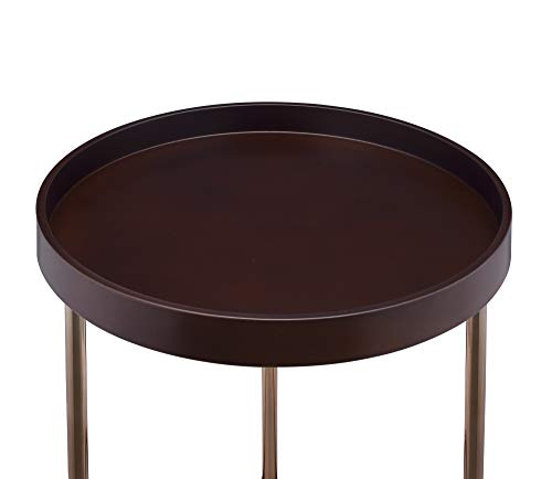 18" Sturdy Metal Frame Nightstands, Small Side Table with Wooden Tray Top, Bedside Table with Durable Structure for Living Room Office, Brown