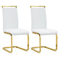 Baysitone Modern Dining Chairs Set of 2, Side Dining Room Chairs with Golden Legs, Kitchen Chairs with Faux Leather Padded Seat High Back for Dining Room, Kitchen, Living Room White - color: White With Gold Leg, size: Set of 2