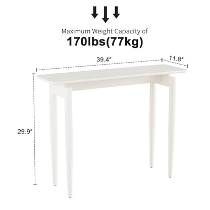 AQIMUELE Wood Console Table White Entryway Table, Thin Console Table, Sofa Tables for Living Room (39.4'') - color: White, size: 39.4"W x 11.8"D x 29.9"H