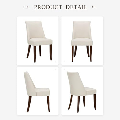 Upholstered Dining Chairs Set of 6, Mid Century Modern Kitchen Chairs with Back, Farmhouse Fabric Side Dining Room Chairs with Wood Legs for Dining Room Restaurant, Beige - color: Beige, size: Set of 6