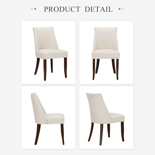Upholstered Dining Chairs Set of 4, Mid Century Modern Kitchen Chairs with Back, Farmhouse Fabric Side Dining Room Chairs with Wood Legs for Dining Room Restaurant, Beige - color: Beige-new, size: Set of 4