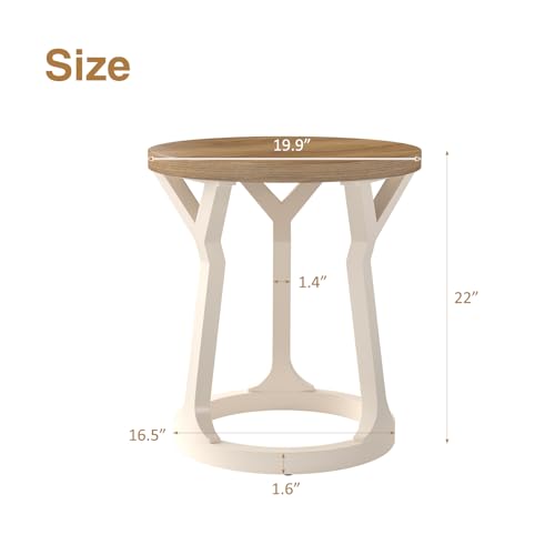 Kinfant Accent Side Table - Vintage Wood End Table Sofa Table with Bottom Shelf for Living Room, Bedroom, Office (2-Pack-White and Brown) - style: 2-pack-White and Brown