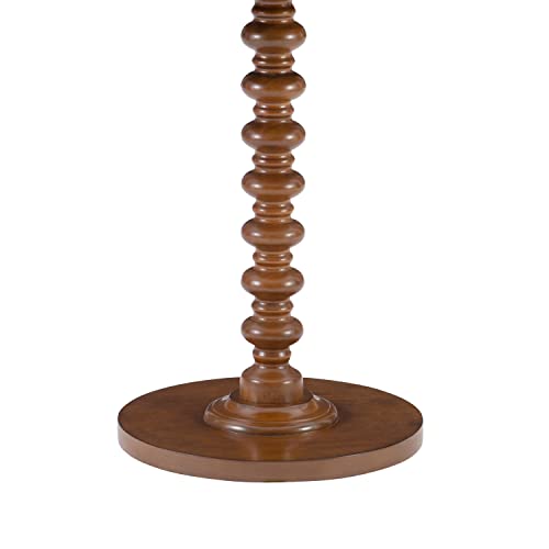 Powell Tarkin Round Hazelnut Turned Spindle Pedestal Side Accent Table - color: Hazelnut