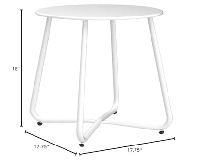 Grand patio Outdoor Side Table 18-inch Round End Table Accent Table for Bistro Balcony Apartment White - color: Round Feet, White