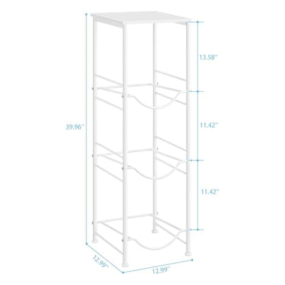 OYEAL 5 Gallon Water Bottle Jug Holder 3-Tier Water Bottle Holder Organizer with Top Shelf, Heavy Duty Water Dispenser Stand Rack for Kitchen Living Room Office, White - style: Round Tube White