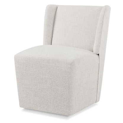 KISLOT Upholstered Dining Chairs Set of 1 with Casters, Wingback Modern Side Armless Deskchair with Rollers for Diningroom Bedroom Livingroom Reading Room, Linen Fabric - color: A Linen Fabric, size: Set of 1