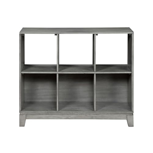 Lexicon Cube Bookshelf, 2 Tier 6-Cube Low Bookcase, Display Cabinet with Legs, Wood Book Shelf Organizer Storage Shelf, Book Shelves for Bedroom, Living Room, Office, Grey - color: Grey, style: 6 Cube Bookcase