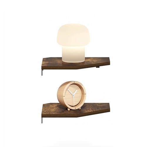 Furinno Rossi Hexagon Floating Shelves for Wall, Set of 2 Geometric Corner Shelf, Wall Mounted Shelves for Bathroom, Home Office, Living Room, Amber Pine - color: Amber Pine, size: Hexagon, Set of 2