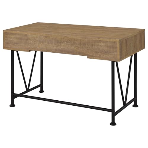Coaster Home Furnishings - Analiese - Wood - 3-Drawer Writing Desk with Metal Legs, and V-Bracing Profile - Home Office - 47-Inch - Mango - 802001 - color: Mango