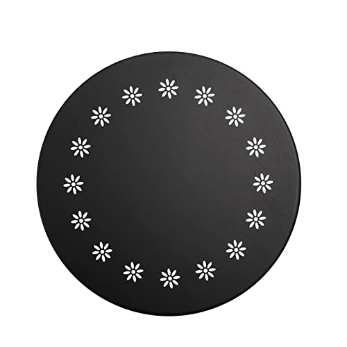 danpinera Outdoor Side Tables with Flower Cut Outs, Weather Resistant Steel Patio Side Table, Small Round Outdoor End Table Metal Side Table for Patio Yard Balcony Garden Black - color: Black