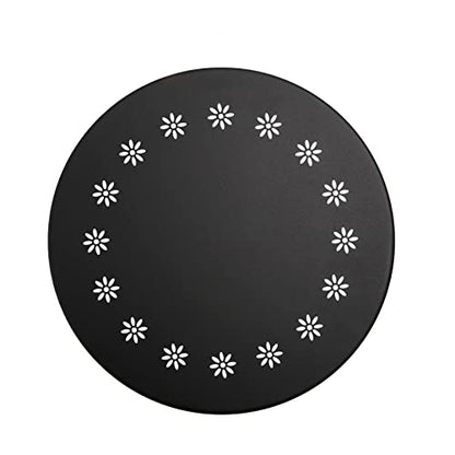 danpinera Outdoor Side Tables with Flower Cut Outs, Weather Resistant Steel Patio Side Table, Small Round Outdoor End Table Metal Side Table for Patio Yard Balcony Garden Black - color: Black