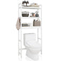 SMIBUY Bathroom Storage Shelf, Bamboo Over-The-Toilet Organizer Rack, Freestanding Toilet Space Saver with 3-Tier Adjustable Shelves (White) - color: White