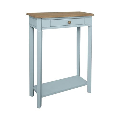 East at Main Console Table – 23.75” Wide Narrow Powder Blue Entryway Table with Storage & Shelf – Two Tone French Country Accent Table for Hallways, Foyers, Living Rooms and Small Spaces – Handcrafted
