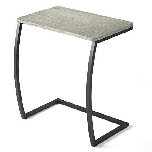 SRIWATANA Side Table, End Table, Vintage C-Shaped Couch Table for Sofa Laptop Coffee Snack, Light Grey - color: Light Grey