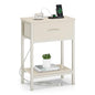 Vagusicc Nightstand with Charging Station, End Table with Fabric Drawer, Small Side Table with 2-Tier Storage Shelves, 25.4" Tall Night Stand, Bedside Table for Bedroom, Living Room, Dorm, Beige - color: Beige (1 Pack)