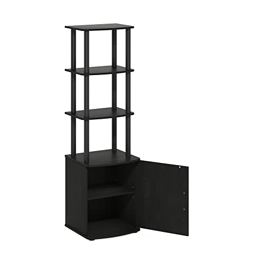 3-Tier Storage Shelves with Door Cabinet, TV Stand Side Book Shelf, Bookcase, Display Shelf for Organization and Storage, Home Office, Living Room, Blackwood - size: 3 Tier