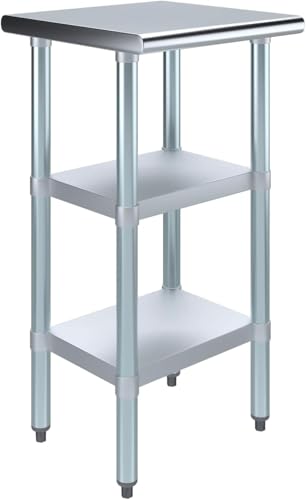 Stainless Steel Work Table with Second Undershelf – Compact Commercial Prep Table for Kitchen, Garage, or Bakery – NSF Certified (18" x 18") - size: 18x18