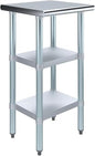 Stainless Steel Work Table with Second Undershelf – Compact Commercial Prep Table for Kitchen, Garage, or Bakery – NSF Certified (18" x 18") - size: 18x18