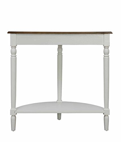 Convenience Concepts French Country Half-Round Entryway Table with Shelf, Driftwood/White - color: Driftwood/White