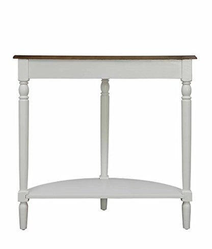 Convenience Concepts French Country Half-Round Entryway Table with Shelf, Driftwood/White - color: Driftwood/White
