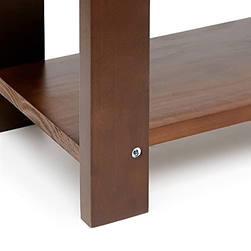 Amazon Basics Sturdy Solid Pine Wood Entryway Bench with Shoe Storage Organizer Rack, Espresso, 10.4"D x 27.56"W x 17.72"H