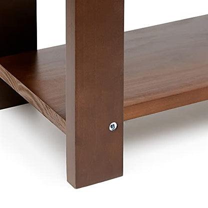 Amazon Basics Sturdy Solid Pine Wood Entryway Bench with Shoe Storage Organizer Rack, Espresso, 10.4"D x 27.56"W x 17.72"H