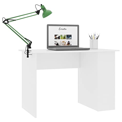 Modern White Engineered Wood Compact Desk with Two Built-in Shelves for Home Office Storage and Organization - color: White
