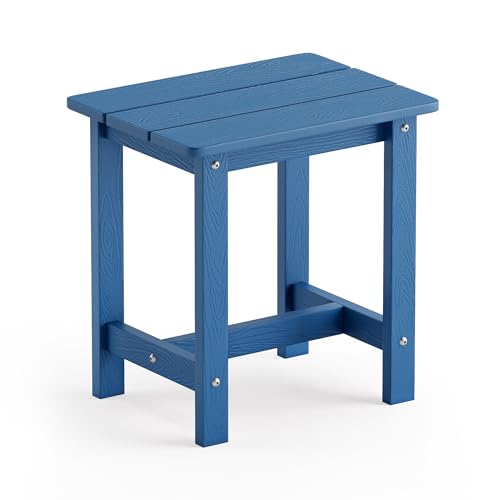LUE BONA Small Outdoor Side Table,HDPS Adirondack Table for Patio,Navy Blue | Small End Table for Porch, Deck, Pool,Indoor or Outdoor, Fits Your Rocking,Chaise Chairs, Weather Resistant, Easy Maintenance - color: Navy Blue, size: 16.1 in