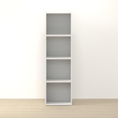 Toki 4-Tier Book Shelf, Bookcase, Bookshelf, 9 x 12 x 42 Inches, for Home Office, Living Room, White - color: White, size: 4-Tier