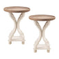 COZAYH - Farmhouse End Table Set of 2 - White Rustic Side Table | Engineered Wood, Round 18.9 in W x 25 in H, Distressed Finish, 40 lb Capacity, Easy 3-Step Assembly, Space Saving Design - size: 2-Pack End Table