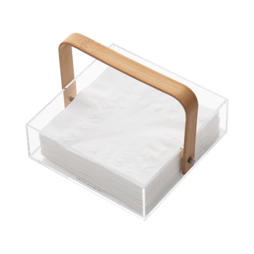 Mind Reader Napkin Holder, Kichen Storage, Countertop Organizer, Caddy, Kitchen, Acrylic, 7.25"L x 7.25"W x 5.5"H, Brown - style: Nakin Holder