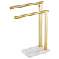 KOKOSIRI Hand Towel Rack Standing Towel Rails 2-Tier with Marble Base for Bathroom Vanity Countertop, Brushed Gold Stainless Steel 15.7'' Height THS0007-BG - color: Brushed Gold, size: 2-Bar
